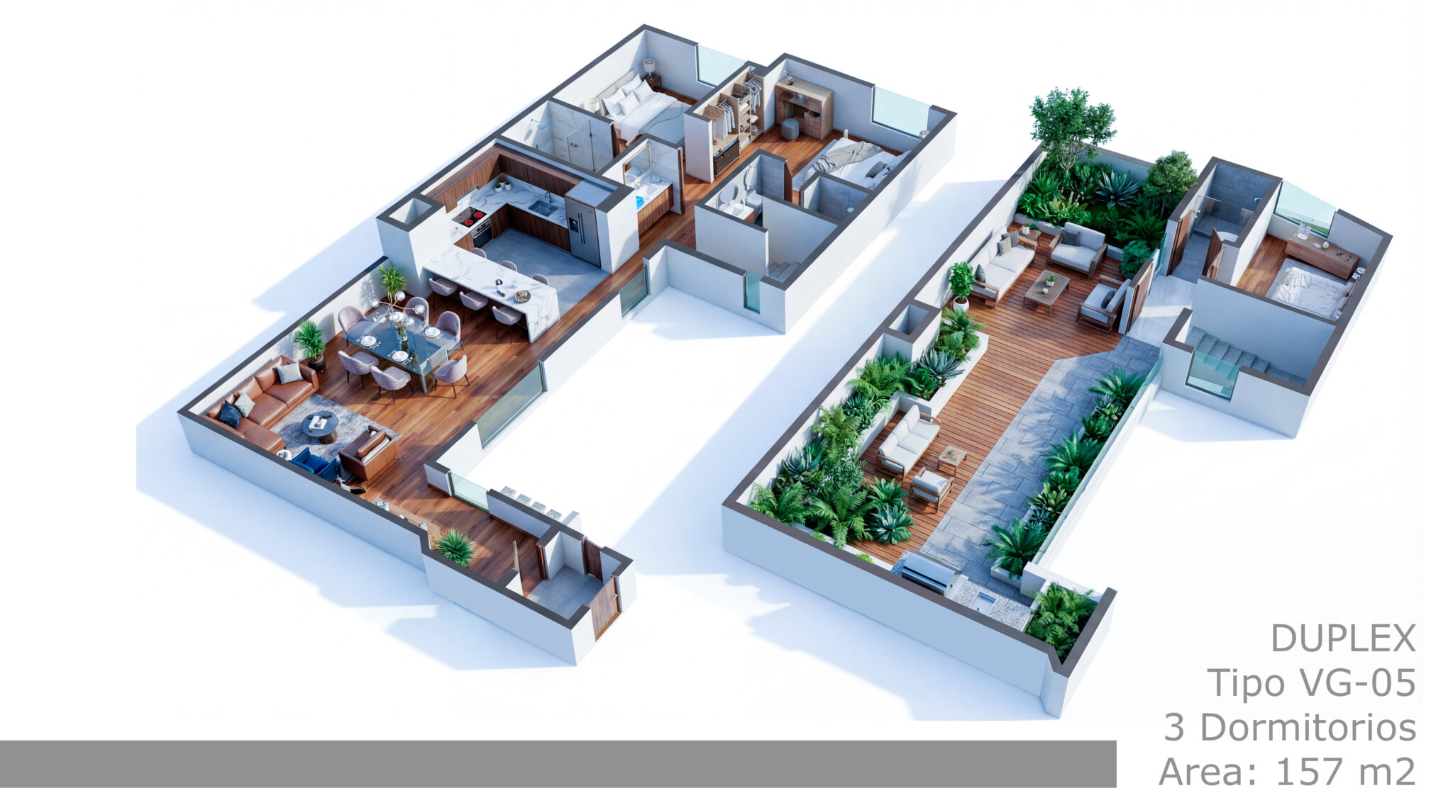SALA / COMEDOR / KITCHENETTE / 3 BAÑOS / LAVADERÍA  / JARDÍN / TERRAZA / ZONA DE PARRILLAS